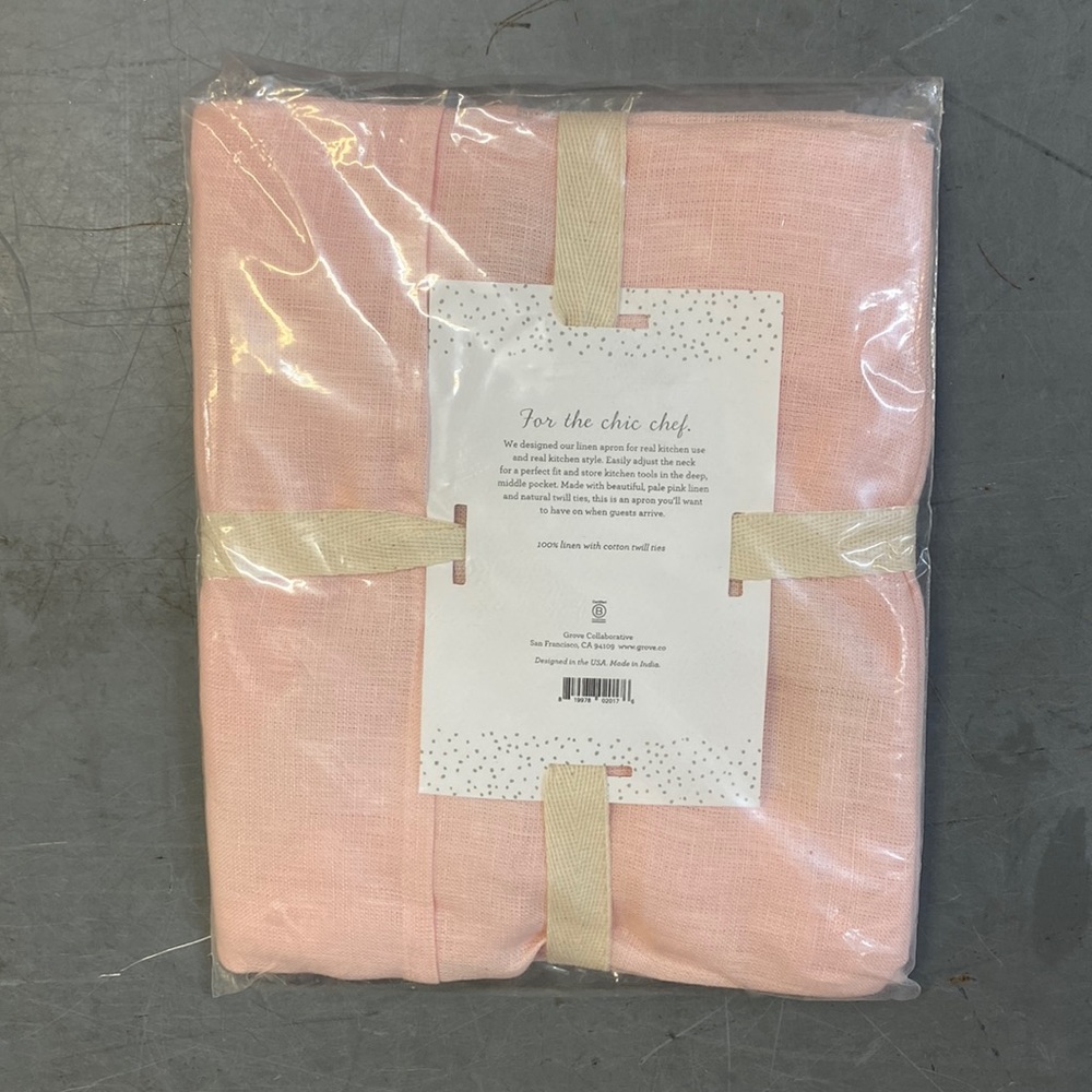 Pink linen kitchen apron new